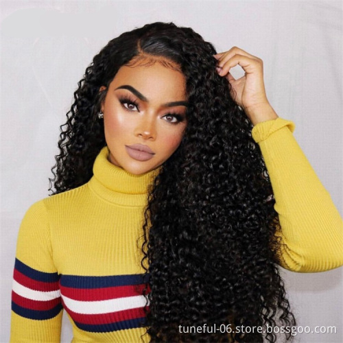 Wholesale Kinky Jerry Curly Front Lace Human Hair Wig Natural Kinky Curly Brazilian Hair Full Front Lace Wig For Black Women